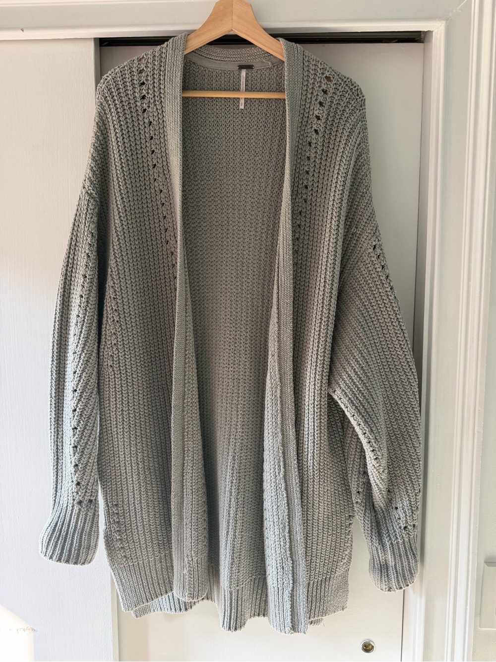 Free people Open-Front Gray Knit Cardigan Sweater